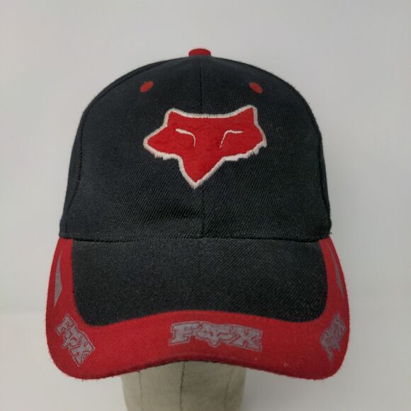 Fox Racing Strapback Hat Black Red One Size Big Embroidered Logo - Picture 3 of 11